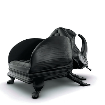 Cadeira de sofá de fibra de vidro de couro genuíno com modelo de besouro